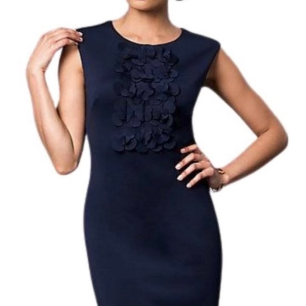 Eliza J Midnight Blue Floral Accent Midi Dress